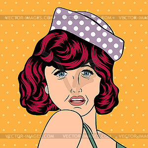 Pop Art sad woman - stock vector clipart