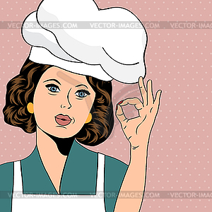 Pop art woman cook - stock vector clipart