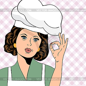 Pop art woman cook - vector clip art