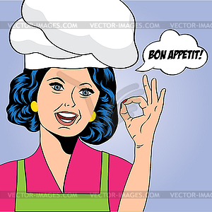 Pop art woman cook - vector clipart