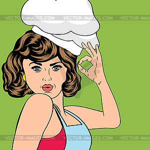 Pop art woman cook - vector image