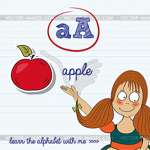 Alphabet worksheet of letter a - vector clip art