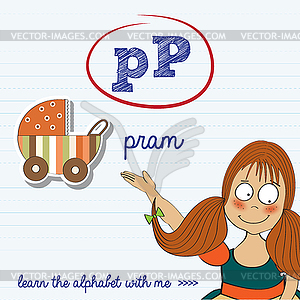 Alphabet worksheet of letter p - vector EPS clipart