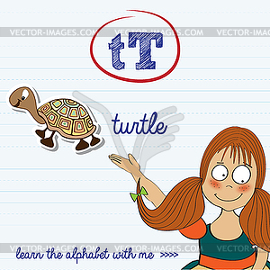 Alphabet worksheet of letter t - vector clipart