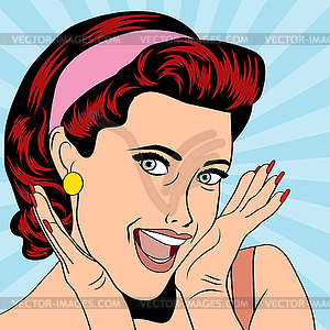 Popart retro woman in comics style - vector image