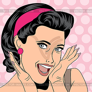 Popart retro woman in comics style - vector clip art