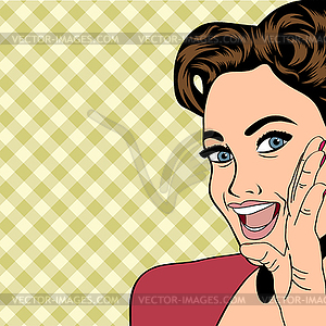 Pop art retro woman in comics style - vector image