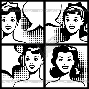 S for comic books with retro girl in pop art style - vector EPS clipart