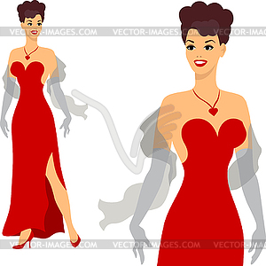 Beautiful pin up girl 1950s style - vector clipart