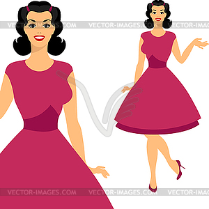 Beautiful pin up girl 1950s style - vector image