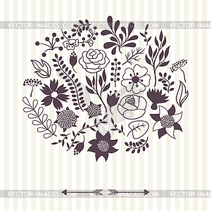 Romantic background of various flowers in retro - vector EPS clipart