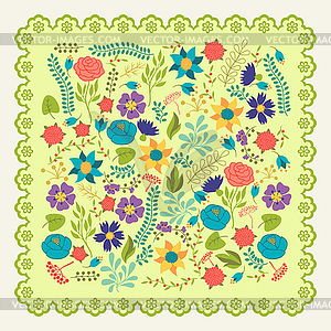 Romantic background of various flowers in retro - color vector clipart