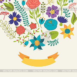 Romantic background of various flowers in retro - vector clipart