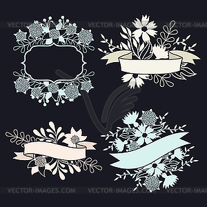 Set of design elements with ribbons, labels and - vector image