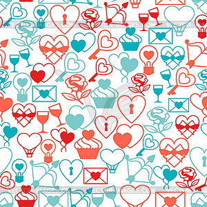 Valentine`s and Wedding seamless pattern - vector image