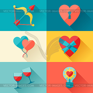 Valentine`s and Wedding background in flat design - vector clipart