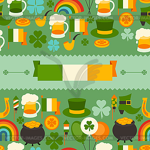 Saint Patrick`s Day seamless pattern - color vector clipart