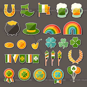 Saint Patrick`s Day sticker icons set - royalty-free vector clipart
