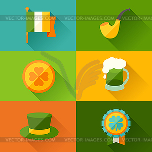 Saint Patrick`s Day background in flat design style - vector image