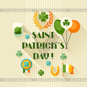 Saint Patrick`s Day greeting card in flat design - vector clipart / vector image