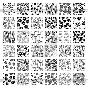 Set of 36 seamless floral patterns - vector image