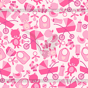 Girl baby shower seamless pattern - vector image