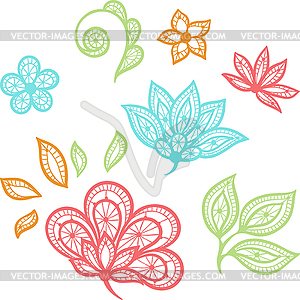 Lace floral color elements  - vector clipart