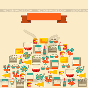 Movie and cinema retro background - vector image