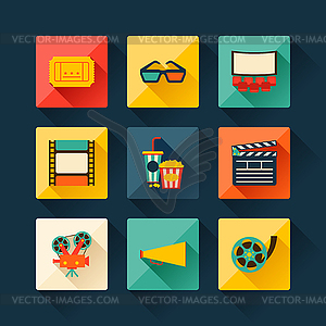 Set of movie design elements and cinema icons in - vector clip art