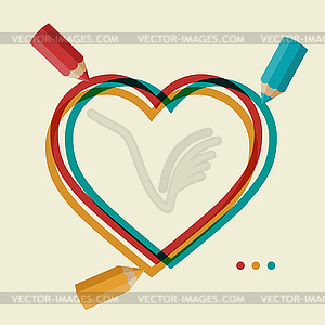 Valentines day background with colored pencil and - royalty-free vector clipart