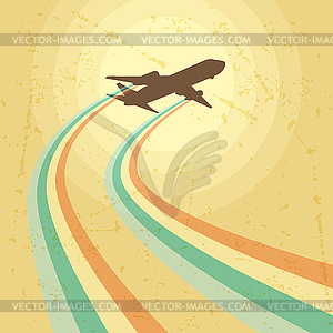 Самолет, летевший в небо - иллюстрация в векторном формате