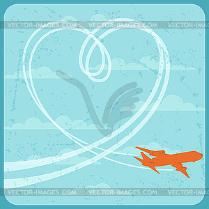 Airplane flying in sky - color vector clipart