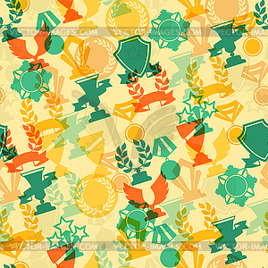 Seamless pattern with trophy and awards - vector clipart