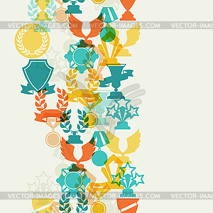 Seamless pattern with trophy and awards - vector clip art