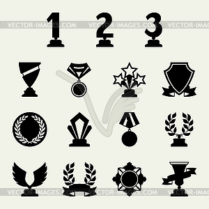 Trophy and awards icons set - vector image