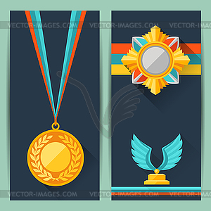 Certificate templates with trophies and awards - vector image