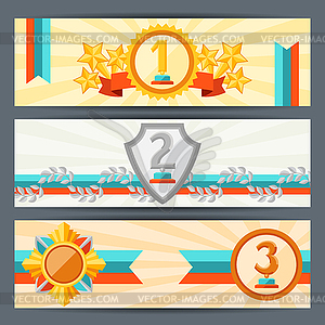 Horizontal banners with trophies and awards - vector clipart