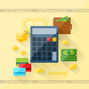 Concept of loan calculator in flat design style - vector EPS clipart