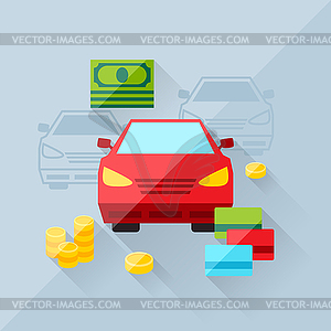 Concept of auto loan in flat design style - vector image