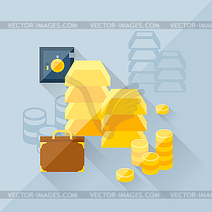 Concept of precious metals in flat design style - royalty-free vector image