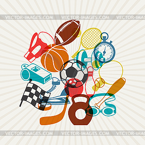 Фон с спортивных значков - векторное графическое изображение