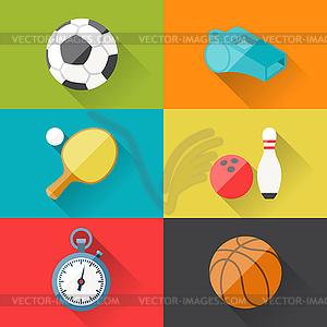 Спортивные иконки в плоской стиль дизайна - векторное изображение
