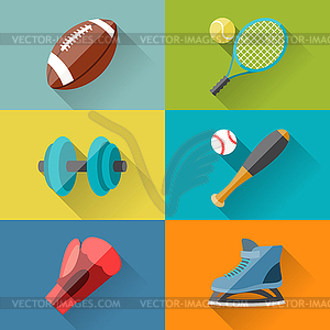 Sport icons in flat design style - vector clipart