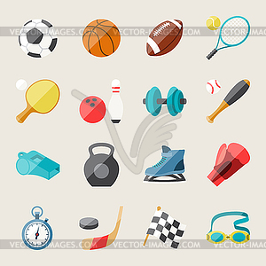 Set of sport icons in flat design style - royalty-free vector clipart