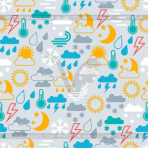 Seamless pattern of weather icons - vector clipart