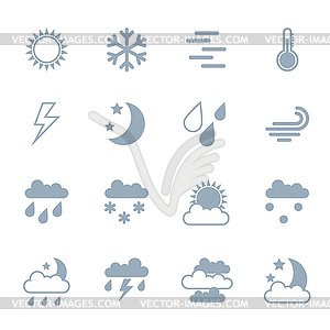 Установить Погода иконки в плоском стиль дизайна - векторный клипарт EPS