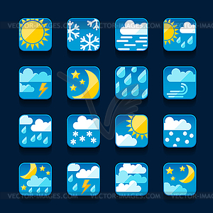 Weather icons set in flat design style - vector clipart