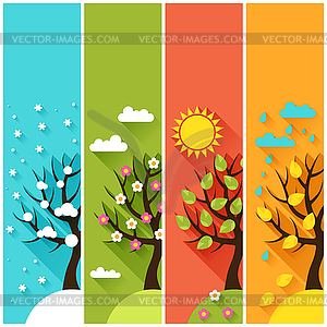 Vertical banners with winter, spring, summer, autum - vector image