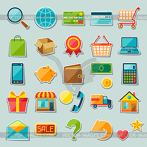 Internet shopping sticker icon set - vector clipart