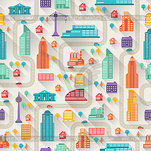 Cityscape seamless pattern with buildings - vector image